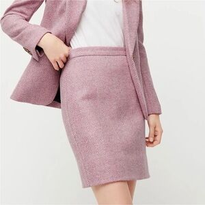 J. Crew Herringbone Wool Skirt Mauve Ivory Size 8